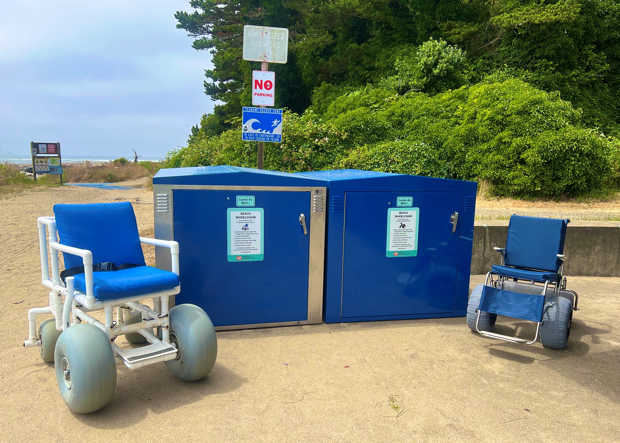 Beach Wheelchairs and Lockers
